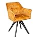 invicta INTERIOR Drehbarer Design Stuhl LOFT senfgelb Samt Retrostil mit Ziersteppung Esszimmerstuhl 180° drehbar