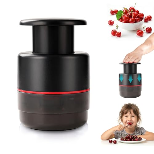 Cherry Pitter Tool 7-in-1 Stainless Steel Cherry Pitter with Splatter Guard, Easy Push Button Cherry Pitter Tool for Cherries Olives and Fruits, Food Grade Cherry Seed Remover
