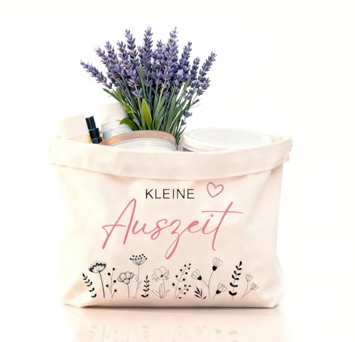 Dercylele Geschenkkorb-Kleine Auszeit Entspannung Geschenk für Frauen,Geschenkkorb aus Baumwolle und Leinen,Wellness Geschenke für Frauen (Kleine Auszeit)