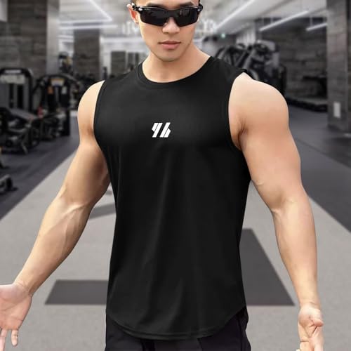 Image of Men's Sandow Sleeveless Vest - Slim Fit Ribbed Cotton Blend Tank Top - Lightweight Crew Neck Gym Workout Undershirt for Summer