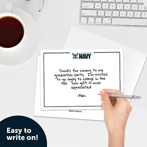 Image of Desert Cactus United States Navy US 10 Pack Notecards Stationery Cardstock Includes Envelopes Memo Party Thank You (Notecard Design 1)
