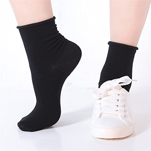Image of EABERN Womens Thin Cotton Socks,Soft Breathable Casual Above Ankle Crew Socks 6 /9 /12 Pairs
