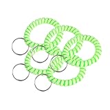 Lucky Line 2” Diameter Spiral Wrist Coil with Steel Key Ring, Flexible Wrist Band Key Chain Bracelet, Stretches to 12”, Glow-in-the-Dark, 5 Pack (4101605)
