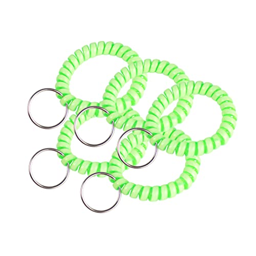 Image of Lucky Line 2 inch Diameter Spiral Wrist Coil with Steel Key Ring, Flexible Wrist Band Key Chain Bracelet, Stretches to 12 inch, Glow-in-the-Dark, 5 Pack (4101605)