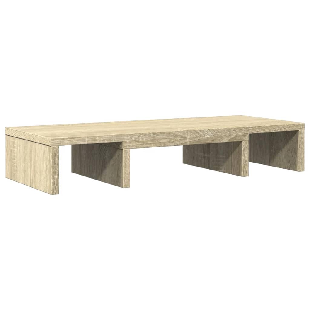 Monitorständer Verstellbar Sonoma-Eiche 60x24x10,5 cm aus Holzwerkstoff für zwei Monitore, höhenverstellbar mit Aufbewahrung, ergonomie für arbeitsplatz büro homeoffice gaming station