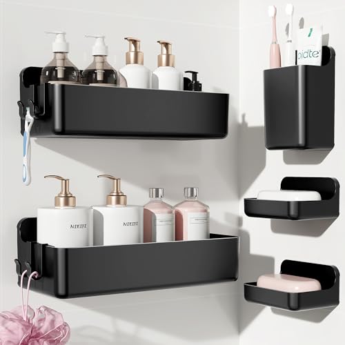 Nieifi Shower Shelves 5 Pack, Adhesive Shower Wall Shelf Organizer