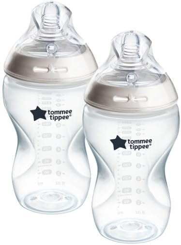 Tommee Tippee Closer to Nature Clear Bottles 340 ml Silicone Teat with Sensitive Anti-Colic Valve Set of 6