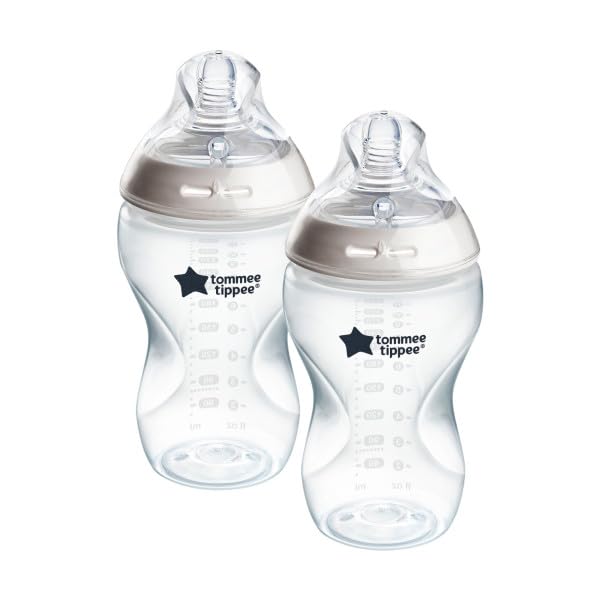 Tommee Tippee Closer to Nature Clear Bottles 340 ml Silicone Teat with Sensitive Anti-Colic Valve Set of 6