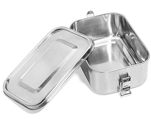 Leak Proof Stainless Steel Food Container, Metal Lunch Box for Kids, Teens or Adults with a Silicone Gasket in it's Lid for 100% Leak-Proof Lunches, BPA-Free & Eco Friendly