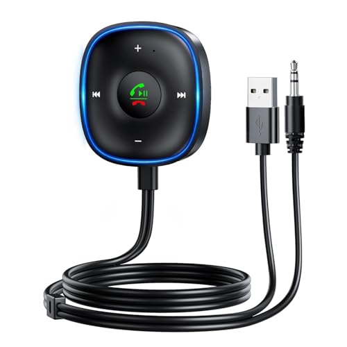 SONRU Aux Adaptateur Bluetooth 5,3 Voiture,Double Connexio,Brancher et Utiliser Réduction Bruit Micro,Recepteur Bluetooth Jack 3,5mm avec câble RCA,pour...