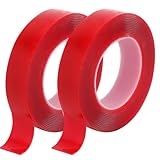2PCS Doppelseitiges Klebeband Extra Stark, 30mm x 5M Nano Tape Abwaschbares Klebebands Transparent, Teppichklebeband Klebeband Doppelseitig Ablösbar für Foto Wand, Zuhause Büro Wand, Küche,Teppich