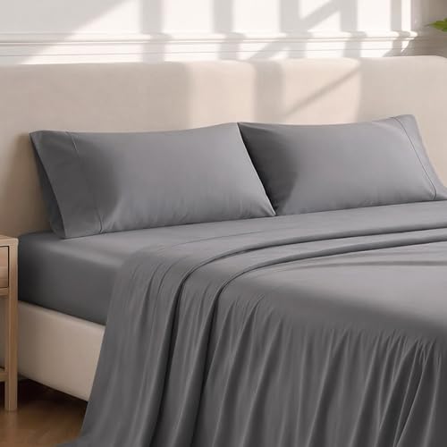 Image of Bare Home Microfiber Pillow Cases - Standard /Queen Size Set of 2 Cooling Pillowcases Double Brushed Grey Pack Easy Care (Standard Pillowcase 2, Grey)