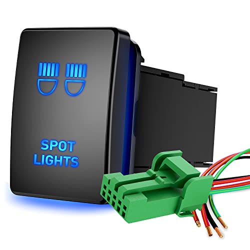 Nilight Spot Lights Push Button Switch 12V ON Off with Connector Wire Kit 1.28" x 0.87" Replacement for Toyota Sequoia Highlander Tacoma Tundra 4Runner RAVR Yaris