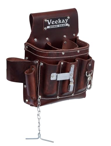 VEEKAY 10-Pocket Full Grain Leather Pouch