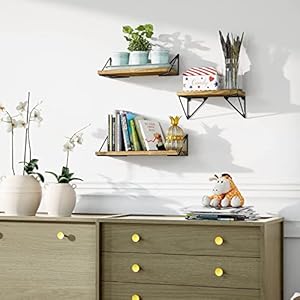 Sriwatana floating shelves wall mounted rustic wall shelves for bedroom bathroom living room kitchen set of 3 carbonized black  urban country home decor