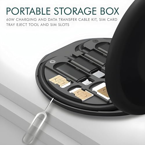 Image of All in One 60W USB C to C Fast Charging Travel Cable Set Type C, Micro USB Port Inbuilt Mobile Stand Compatible with All Smartphones, Tablet
