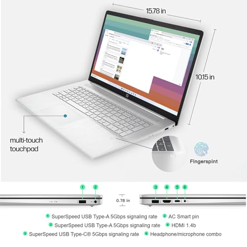 Image of HP 2026 17 Business Laptop, Office 365 for The Web Lifetime, Intel i5-1334U, 17.3 inch FHD Display, Windows 11 Pro, Backlit KB, Fingerprint, Copilot, w /AI Voice Recorder (16GB RAM, 1TB SSD)