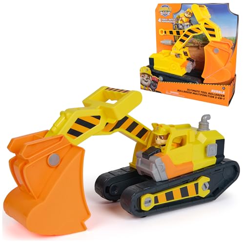 Rubble & Crew Rubbles Ultimate Tool Bulldozer Vehicle Toy Truck with Action Figure PAW Patrol Kids Toys for Boys and Girls Ages 3 and Up.
