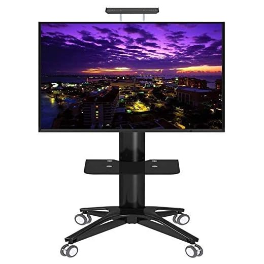 TV Wall Mount Mobile Rolling TV Cart Floor Stand on Lockable Wheels Height Adjustable Shelf for 32-70 inch Flat Screen or Curved TVs Monitors Display Trolley Stand Loading 80kg