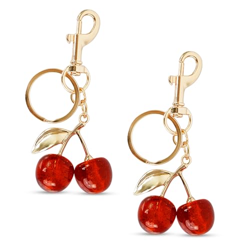 Image of Storite Elegant Cherry Bag Charm Cute Acrylic Handbag Pendant | Purse Keychain Accessory, For Women & Girls