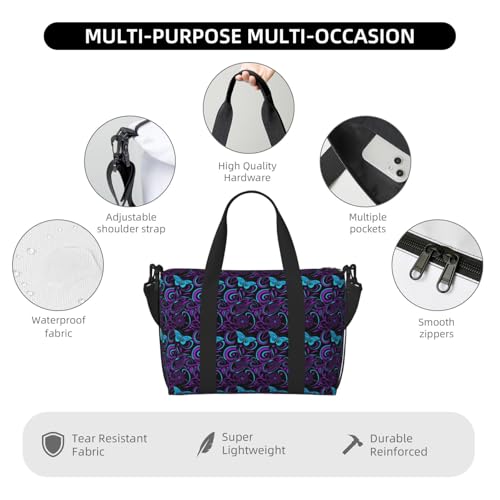 Sac à main polyvalent imprimé papillon fleurs violettes - 4