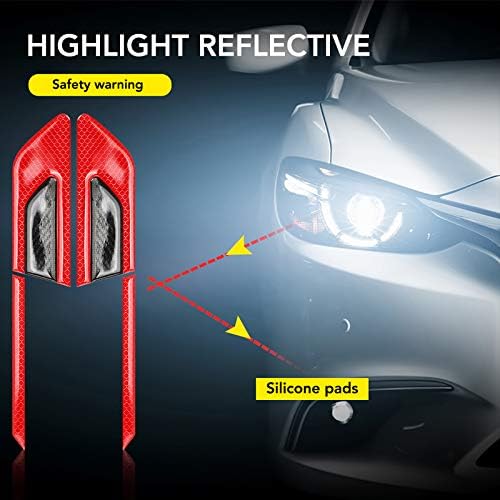 US1984 Car High Intensity Reflective Stickers Side Marker Bumper Fender Safety Warning Sticker Universal Strong Reflective Warning Scratches Protector Sticker for Car Night Visibility (Red)