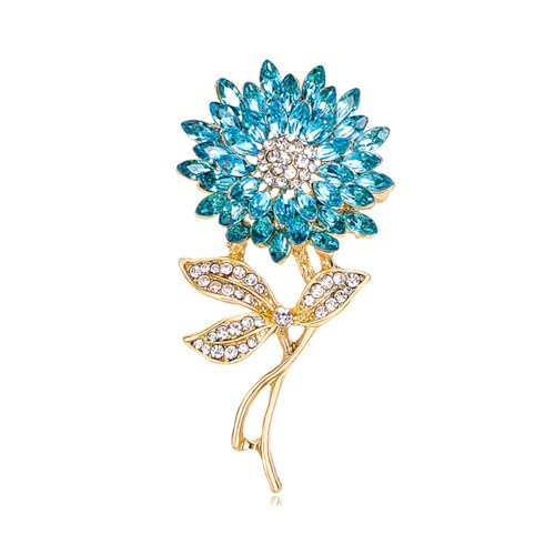 Image of Rhinestone Flower Brooch Pin Pink Blue Crystal Sunflower Brooch Big Large Bouquet Brooch Pin Wedding Ball Birthday Party Brooch Elegant Clothing Hat Bag Accessories Jewelly for Women