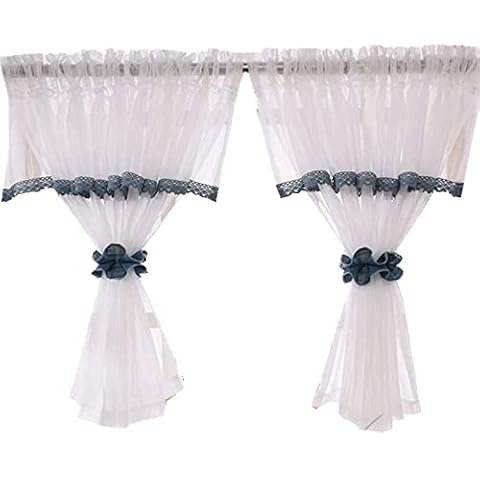 VIVOCC Kitchen Curtains Room Coffee Curtains for Kitchen Windows Small Window Short Curtains White Tier Curtains Sheer Cafe Net Window Valance with Rod Pocket and Two Tiebacks Transparent 2 Panels Cover