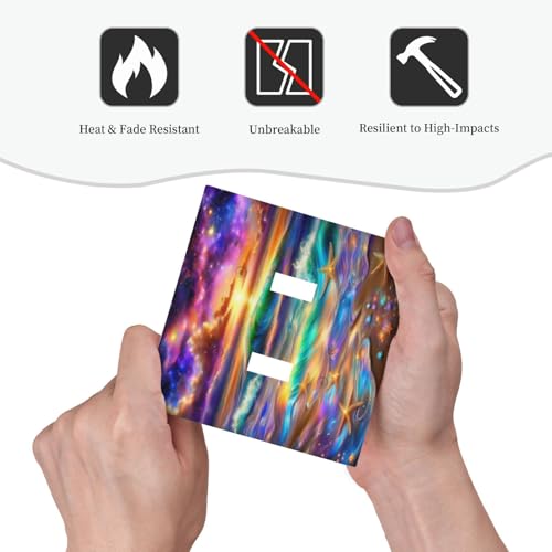 Decorative Switch Covers Plate Colorful Sunset Starfish Beach Shells 2 Gang Wall Plate Oversized Double Toggle Light Switch Plate Wall Cover Plate Faceplate for Bathroom Bedroom Decor