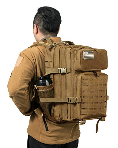 QT&QY 25L/45L Military Tactical Backpack For Men Molle Daypack 3 Day Bug Out Bag Hiking Rucksack With Bottle Holder - Image 5