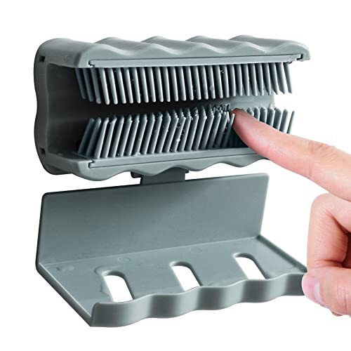 Kucucyle Colector de pelo para ducha, 2 en 1 para ducha para protección de drenaje, reutilizable, ondulado, atrapapelos, recogedor de pelo de ducha plegable, protector de caja (gris)