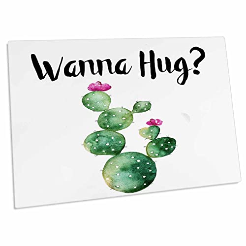 3dRose Wanna Hug con Cactus en Acuarela Desk Pad 23x16"