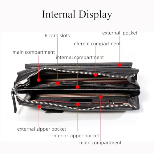 Men Clutch Bags Genuine Leather Long Wallet Large Capacity Purse Business Card Organizer Handbag Travel Bag4