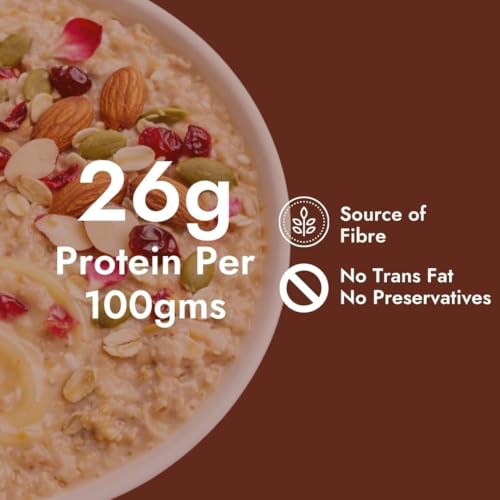 Image of Yolo Roots 26g High Protein Super Oats 1 Kg Real Rabdi Kulfi Flavour with Plant-Based Protein & Organic Jaggery No Refined Sugar High Fibre Breakfast Oats with Seeds & Raisins (Protein Super Oats)