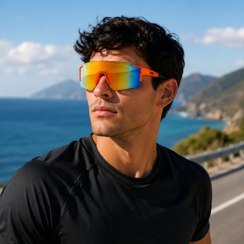 Image of Zynic Men's Stylish Sports Sunglasses For Unisex | UV400 Protection Classic Wrap Around Googles |Sports Shades for Driving,Cyclining Outdoor & Travel | Googles for man's