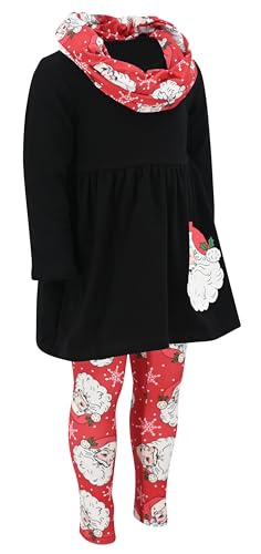 Image of Unique Baby Girls Kids Toddler 3pc Outfit Set Long Sleeve Cotton Blend Tunic Top Leggings and Scarf