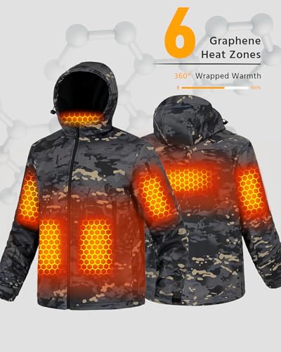 Men Heated Graphene Jacket 12v Battery Pack Included Clothes Hunting Accessories Gear Insulated Clothes Deer Duck Camo Cold Weather Supplies Outfits Ice Skating Suits Extremely Cold Weather Apparel