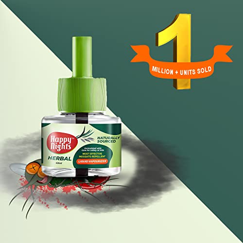 Image of Shadow Securitronics Happy Nights Herbal Mosquito Repellent Refill (DEET-Free, Safe for Children Above 6 Months) Effective Against Dengue & Malaria |lemon eucalyptus| Pack of 4 + Machine.