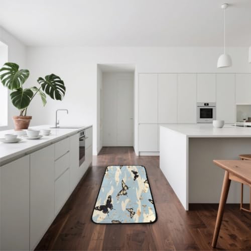 Tapis de cuisine papillon et fleurs 183x61 cm lavable - 3