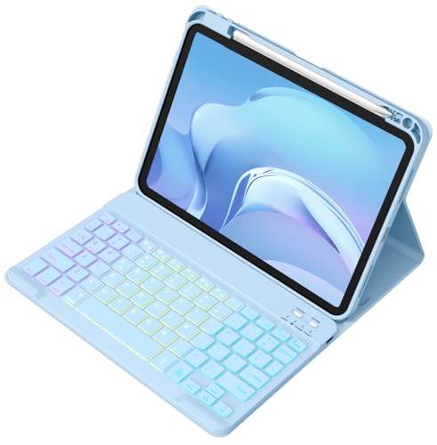 Image of Akkerds for iPad A16 Case with Keyboard - 7 Colors Backlit Keyboard for iPad 10th Generation /iPad Air 11 Inch - Wireless Folio Cover for iPad Air 10.9 Inch /iPad Pro 11 Inch 2022 /2021 /2020 -SkyBlue