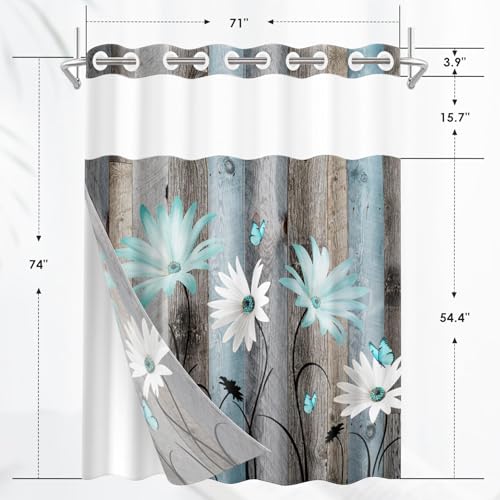 Nesphy CZH24032113-DLBYL-7174 No Hook Rustic Farmhouse Shower Curtain thumb #1