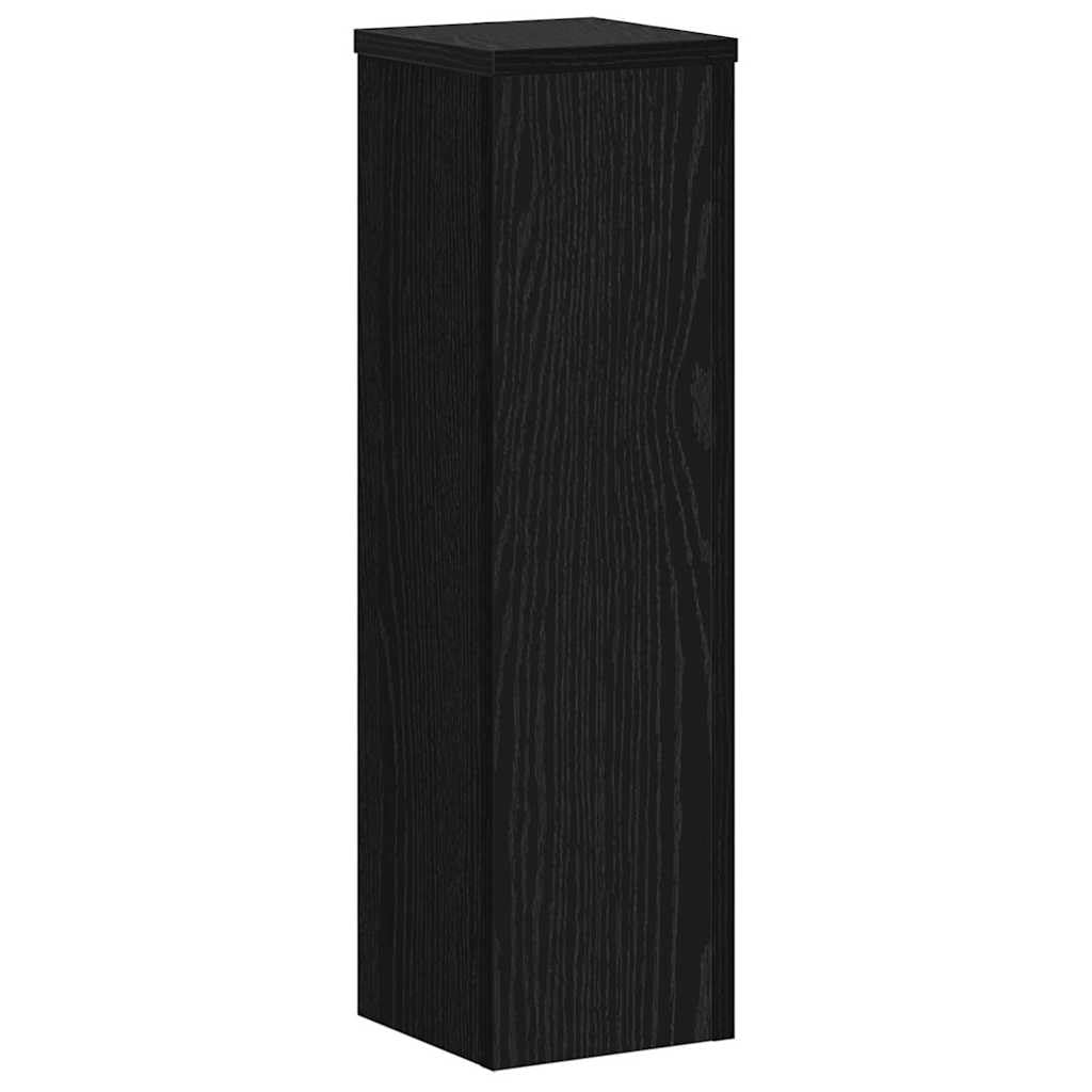 Pflanzenständer 2er Set Holz-Optik - Moderne Pflanzensäule für Wohnzimmer und Terrasse - Eckiges Blumenständer Set, Schwarz Eichen-Optik, 17 x 17 x 60 cm