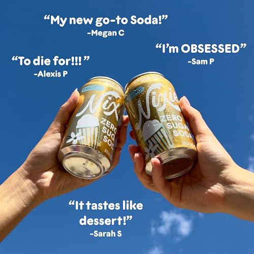 Image of Nixie Organic Zero Sugar Soda, Cream Soda, Healthy Soda Pop, Non-GMO, 0 Sugar, 0 Calories, Caffeine Free, 12oz Cans (12 Pack)