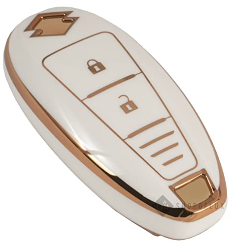 Image of Shopoflux TPU Key Cover Compatible with Baleno | Breeza | S Cross | Ciaz | Swift 2 Button Smart Key (White)
