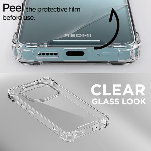 Image of Pikkme Back Cover for Redmi Note 15 5G PC + TPU Clear Transparent Raised Edges Shockproof Protective Phone Bumper Case(Transparent)