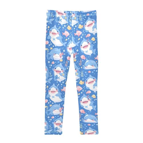 Shark Water Blue Pattern Kids Baby Girls Basic Leggings Stretch High Waisted Leg Yoga Pants Running2