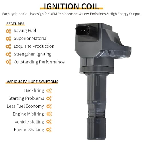 Image of Set of 4 UF672 Ignition Coil Packs with 97390 Spark Plug Kits Compatible with Honda Civic L4 1.8L 2012-2015 Acura ILX, Coil Packs Replaces # UF672, 30520R1AA01, C1823, NGK97390, 97390