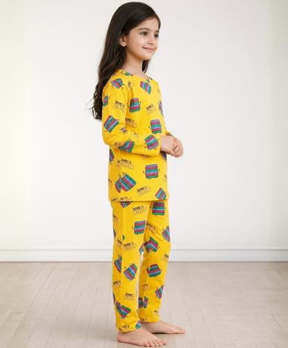 Image of Anthrilo Pure Cotton Printed Pyjama Set for Girls | Sleepwear | Night Suit, Night Wear | Long Sleeves T-Shirt & Pyjama | Regular Wear | 0-14 Years