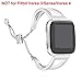bayite Bling Bands Compatible with Fitbit Versa/Versa 2 Band for Women, Stainless Steel Metal Jewelry Bracelet Bangle Wristband, Silver