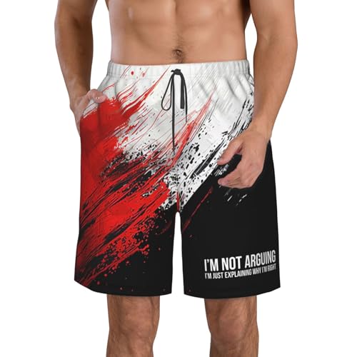 Board Shorts,I'm Not Arguing I'm Just Explaining Why I'm Right Mens Swim Trunks Beach Swim Shorts with Pockets